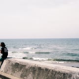 七里ヶ浜にて。