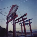 長九朗稲荷神社と星の軌跡 – 神秘の夜空 ✨⛩️