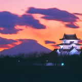 逆光に浮かぶ関宿城と富士山 - II