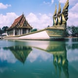 ワット・サ・プラサン・スック – 水上に浮かぶナーガの船寺院