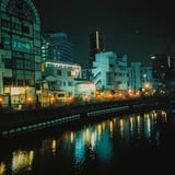 大岡川、夜景反射