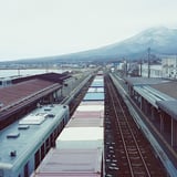 森駅から望む駒ヶ岳