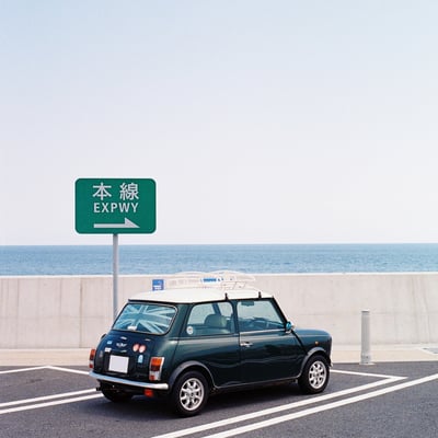 西湘PAから見た相模湾とミニ。