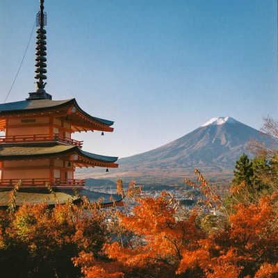 秋彩の忠霊塔と富士山 🍁🏯🏔️