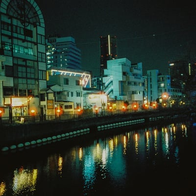 大岡川、夜景反射