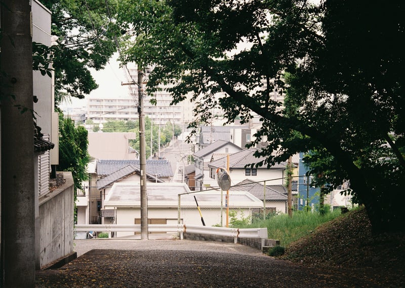 汗をかきながら坂道を登り切り、ふと振り返った時に見た風景。