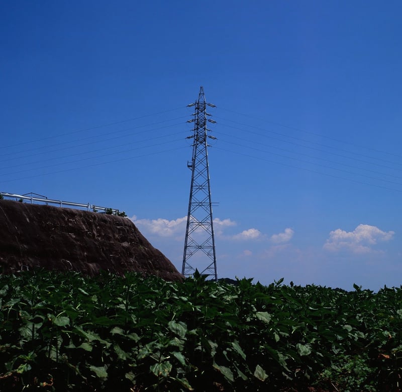 Steel tower in Japanese countryside