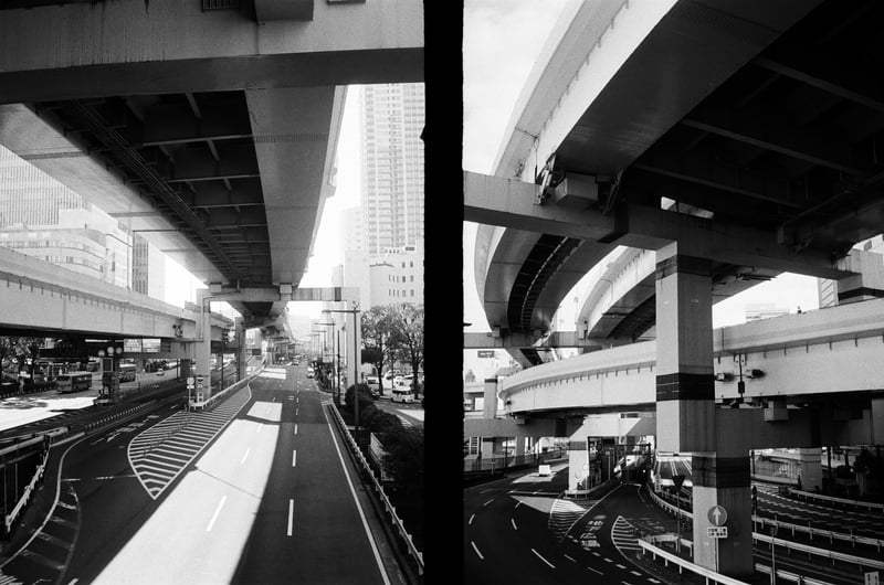 道路や運河の上に所狭しと高速道路が架っている。これがヨコハマを形作る１つの骨組みのような気がする。
